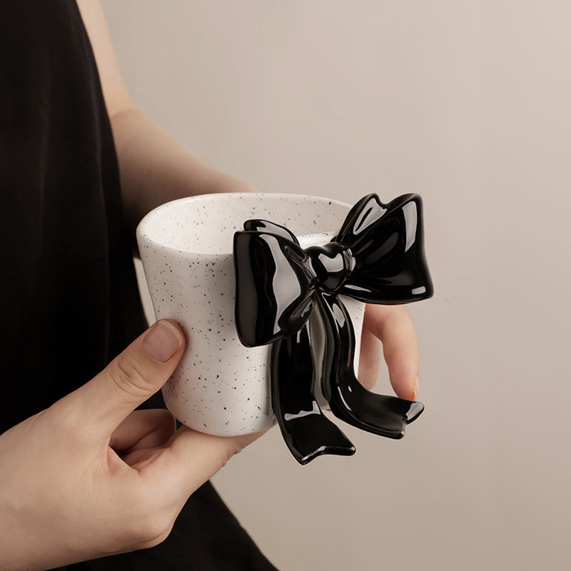 Creative 3D Handle Ceramic Mug – Bow & Fruit Design Coffee Cups