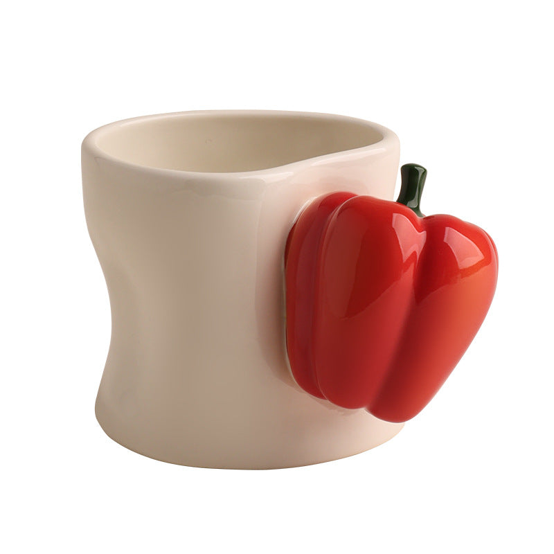 Creative 3D Handle Ceramic Mug – Bow & Fruit Design Coffee Cups